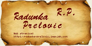 Radunka Prelović vizit kartica